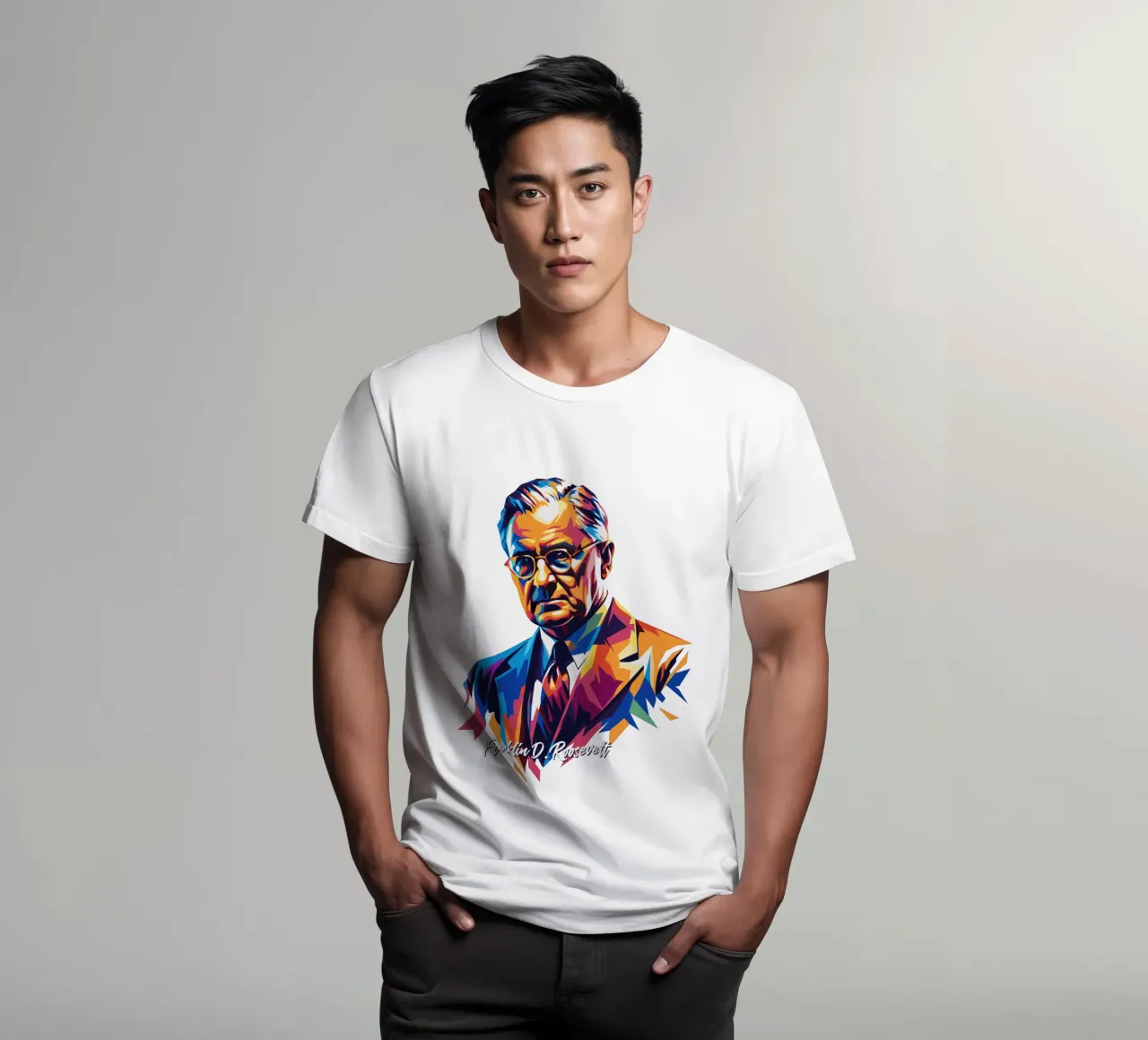 Franklin D. Roosevelt in WPAP Pop ARt t-shirt da vectorartnesia