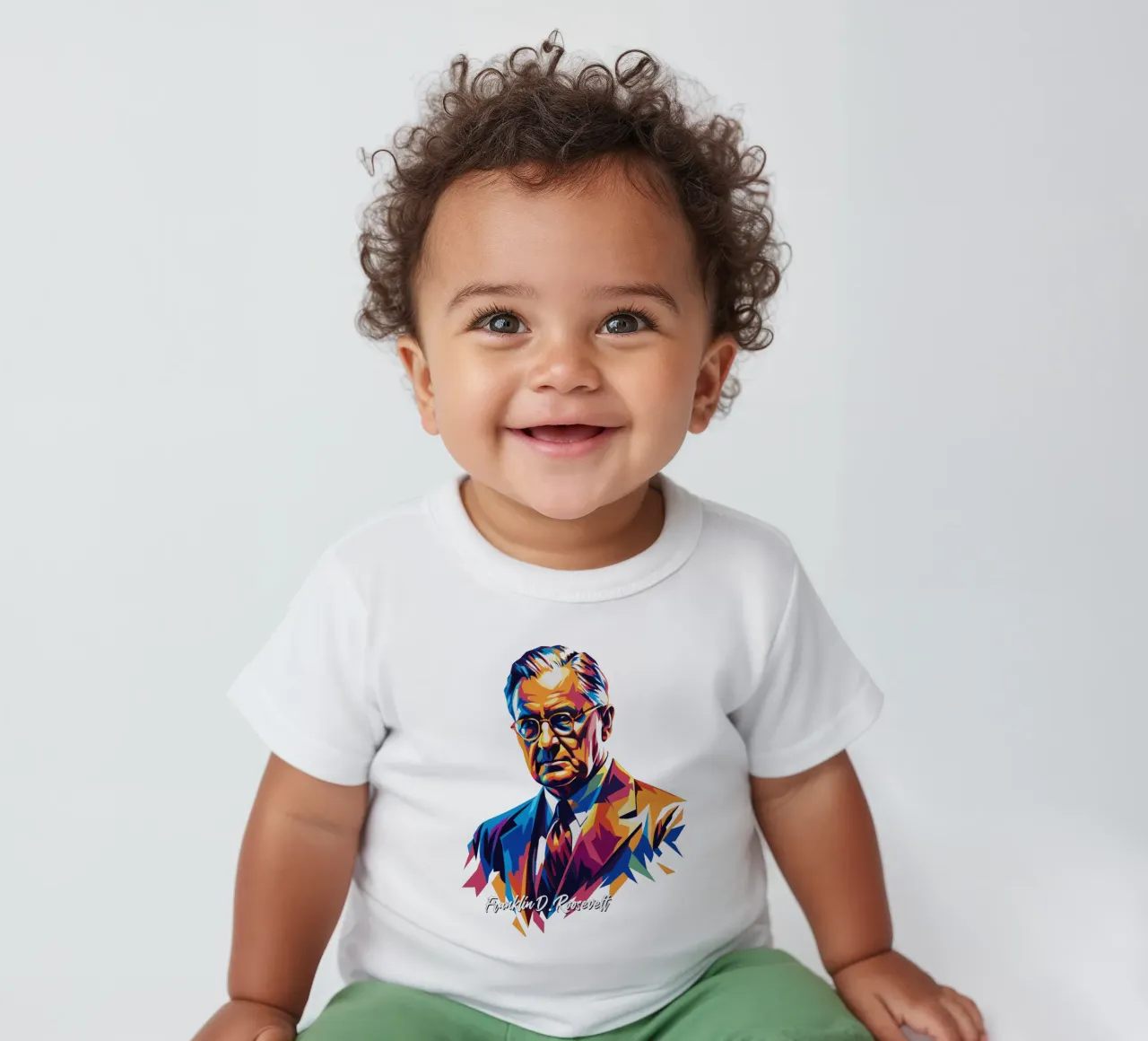 Franklin D. Roosevelt in WPAP Pop ARt maglietta neonato da vectorartnesia