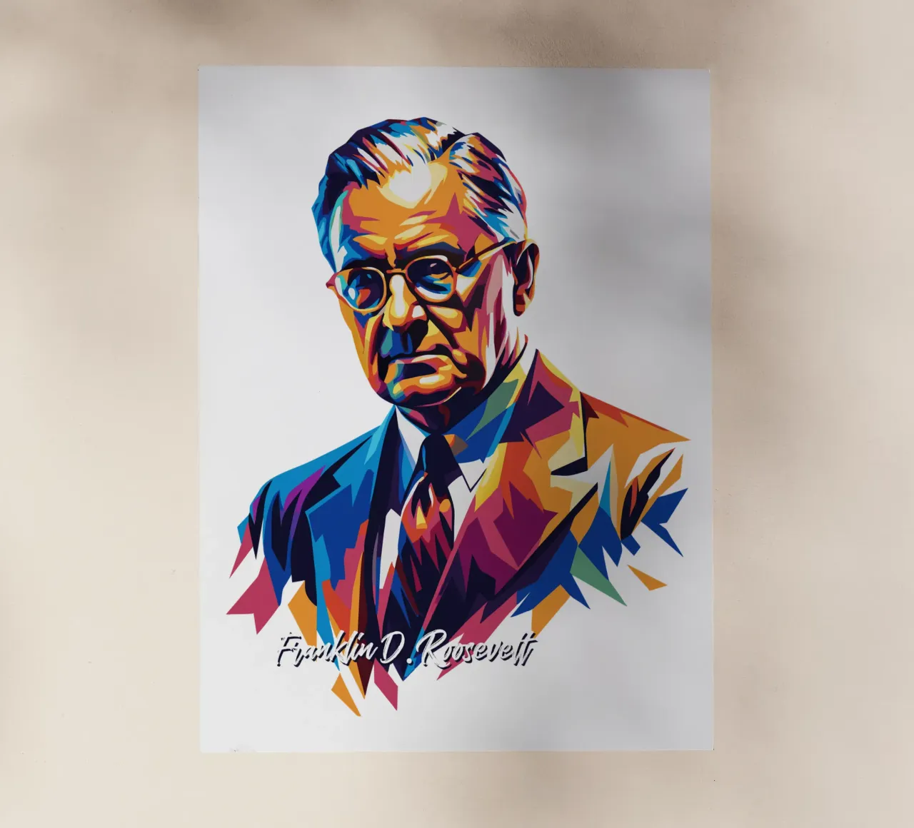 Franklin D. Roosevelt in WPAP Pop ARt pellicola backlit da vectorartnesia