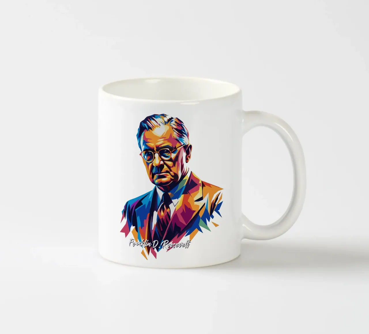 Franklin D. Roosevelt in WPAP Pop ARt tazza in ceramica da vectorartnesia