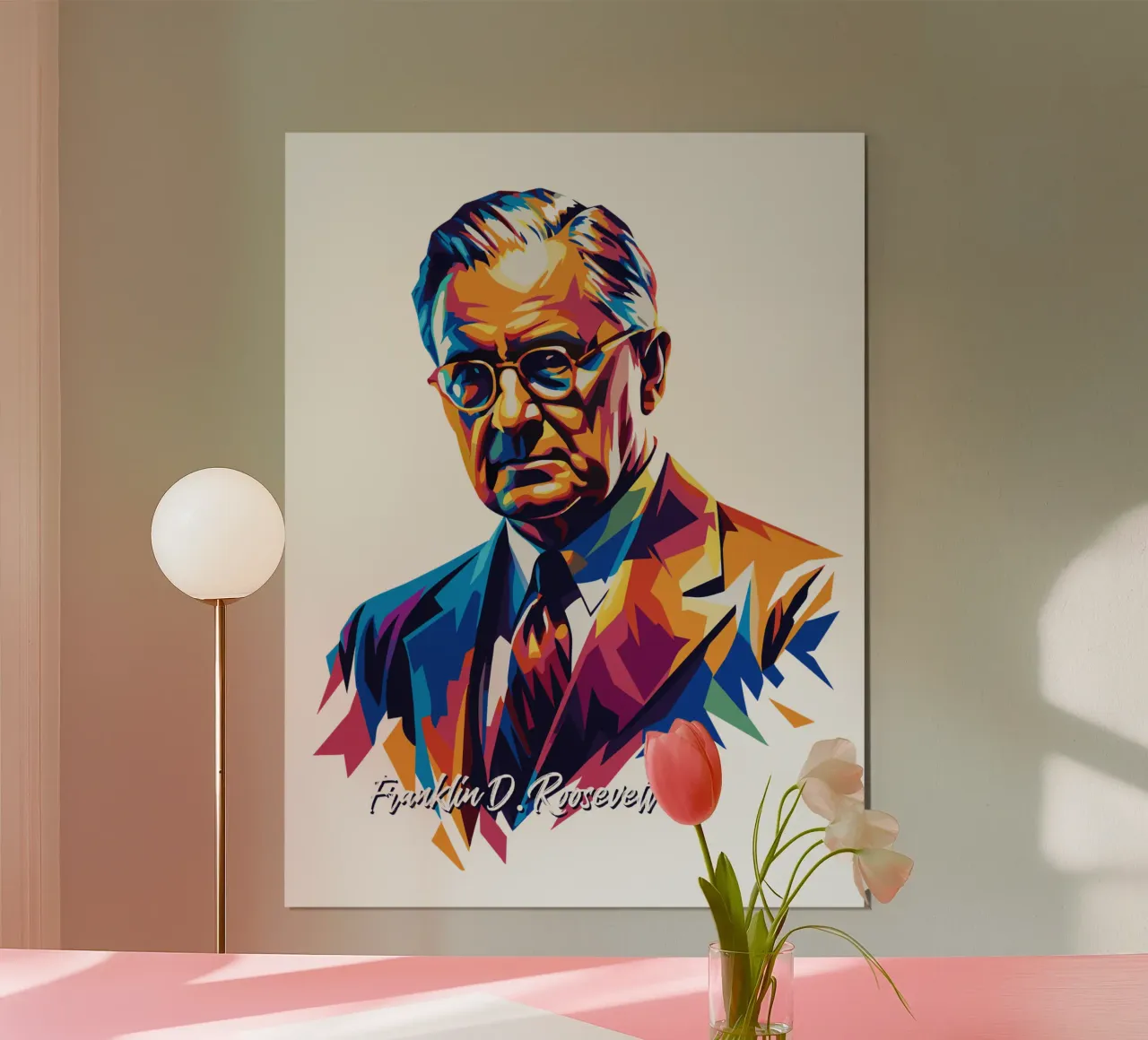 Franklin D. Roosevelt in WPAP Pop ARt carta hahnemühle da vectorartnesia