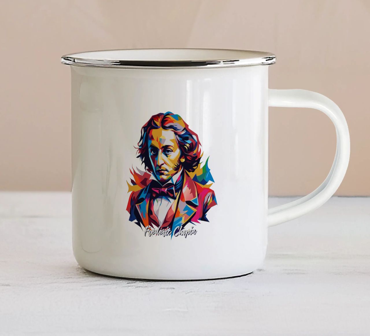 Frederic Chopin In WPAP POP ART tazza in smalto da vectorartnesia