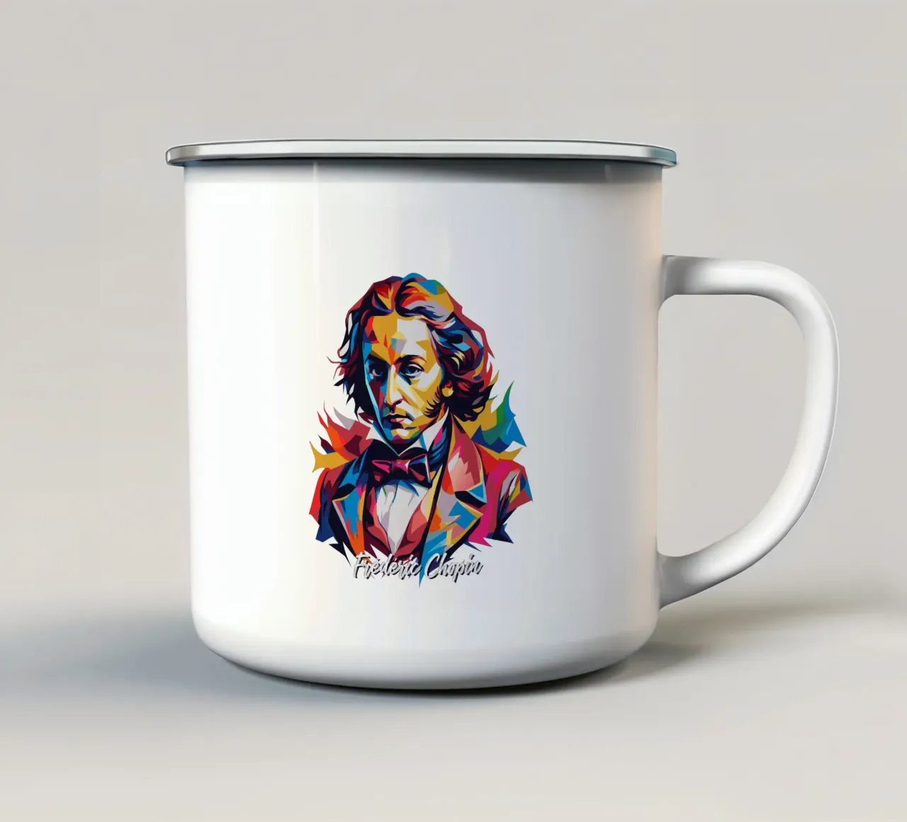 Frederic Chopin In WPAP POP ART taza de esmalte de vectorartnesia