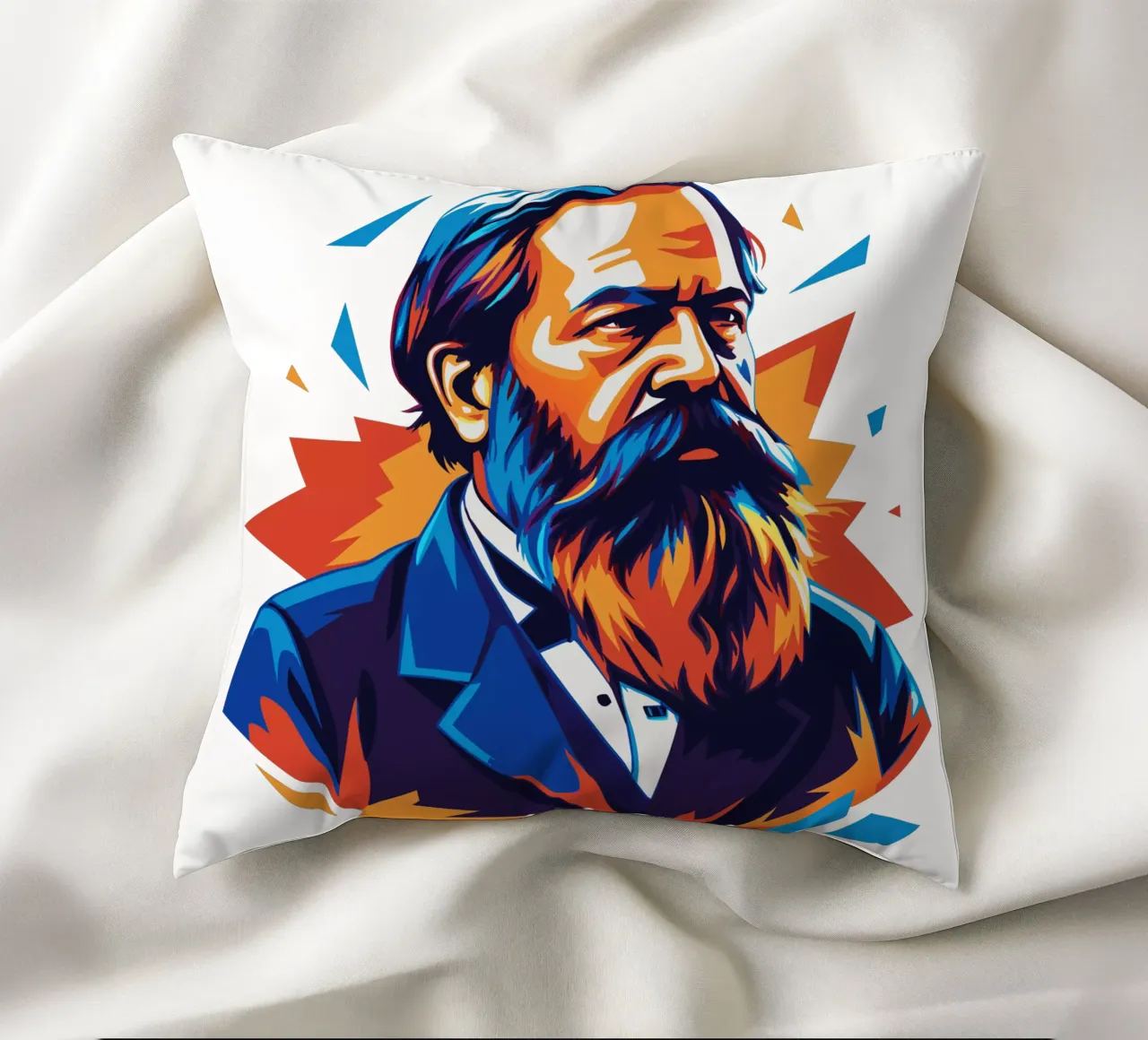 Friedrich Engels in WPAP POP ART cuscino da vectorartnesia