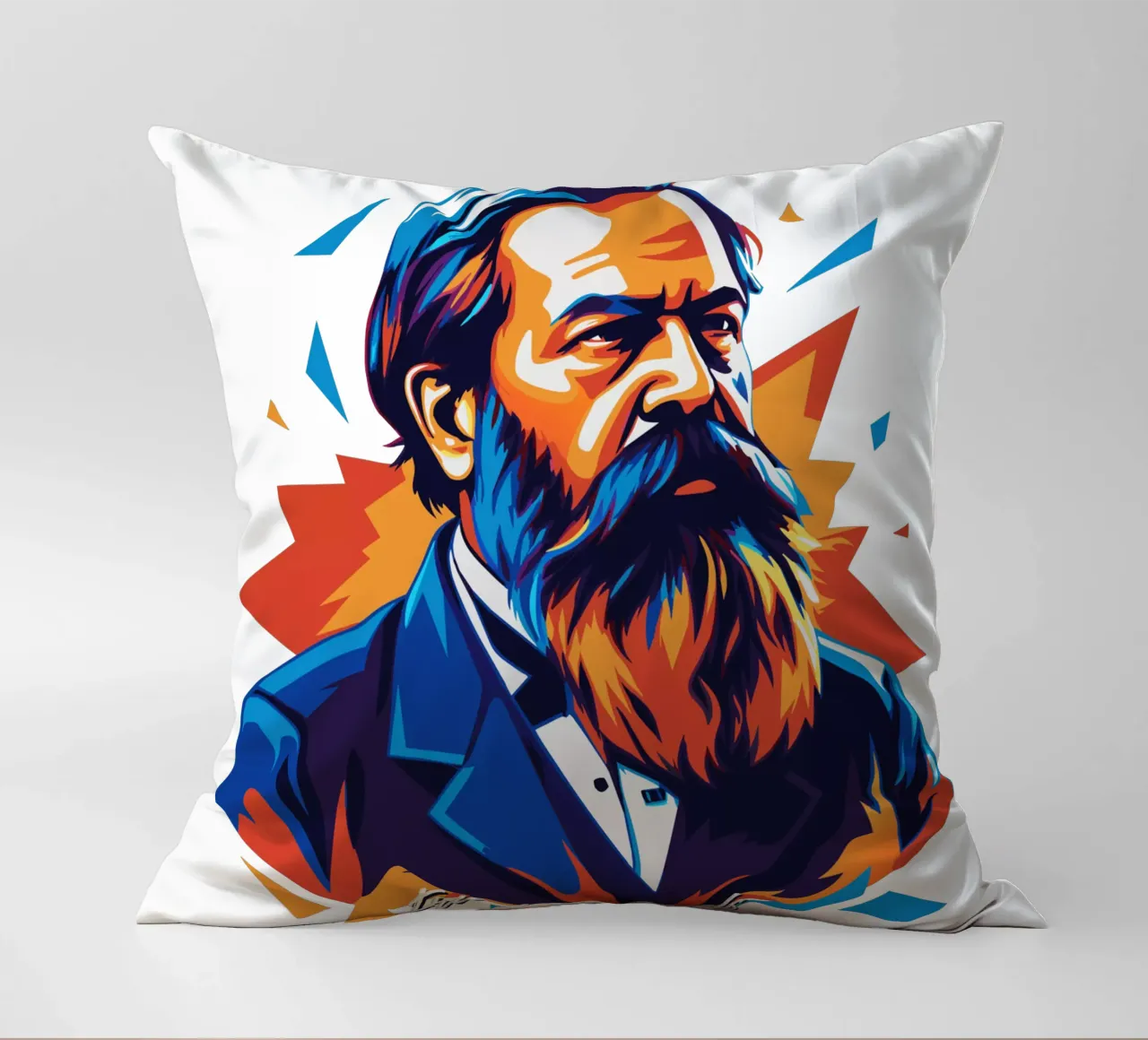 Friedrich Engels in WPAP POP ART cuscino da vectorartnesia