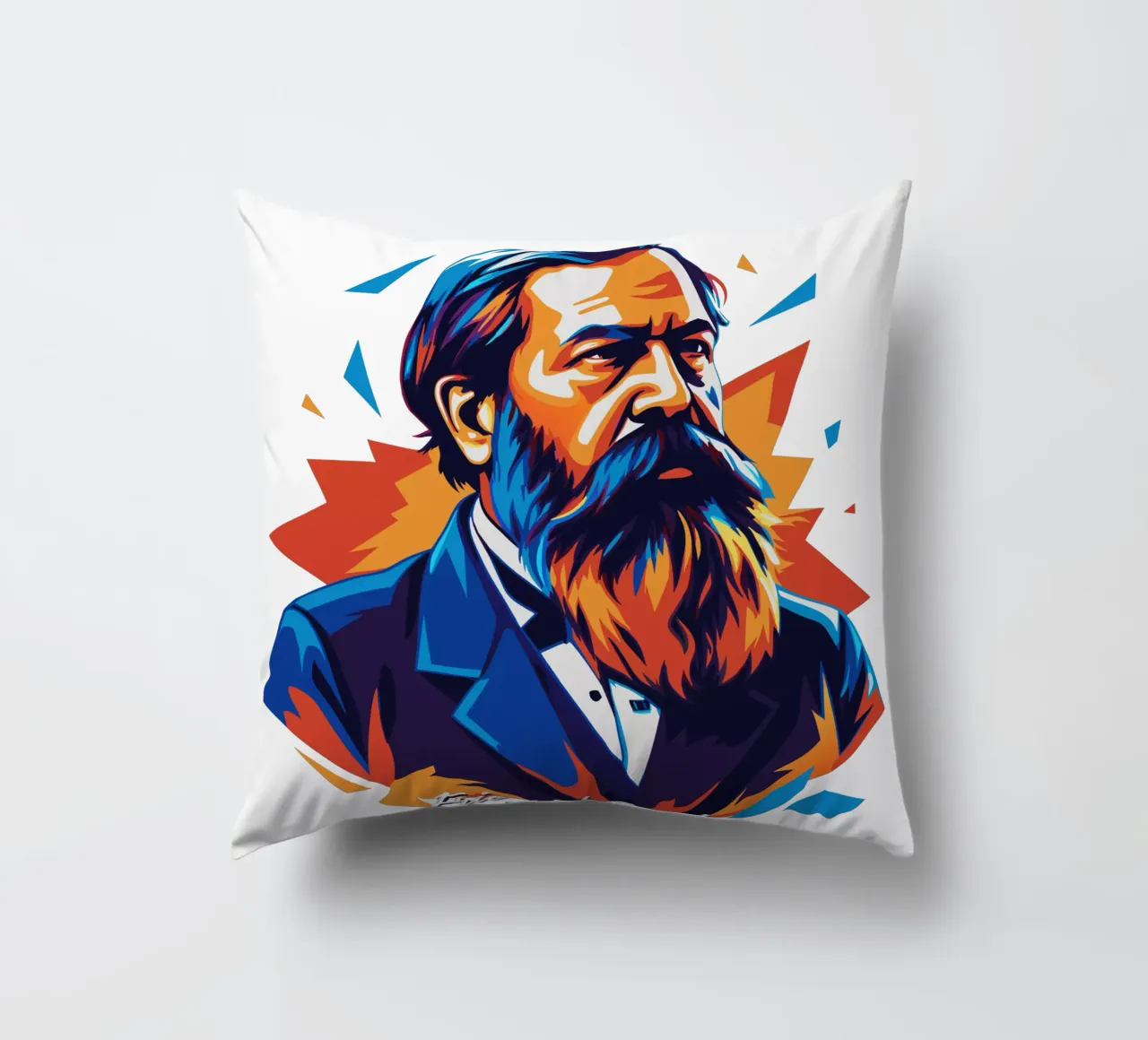 Friedrich Engels in WPAP POP ART cuscino da vectorartnesia