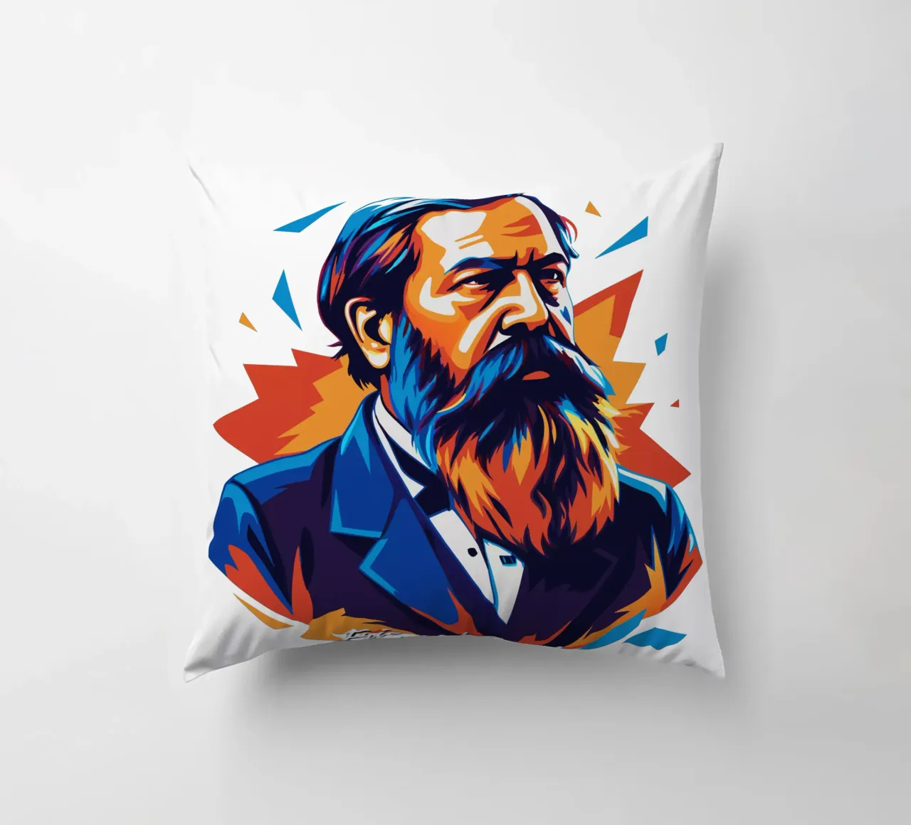 Friedrich Engels in WPAP POP ART cuscino da vectorartnesia