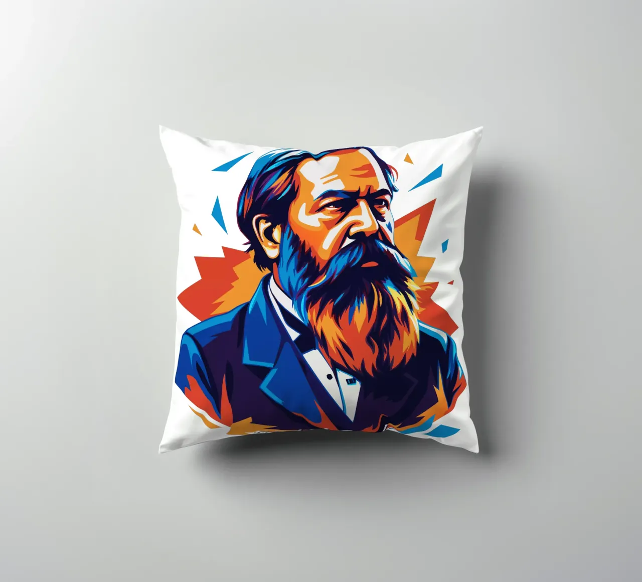 Friedrich Engels in WPAP POP ART cuscino da vectorartnesia