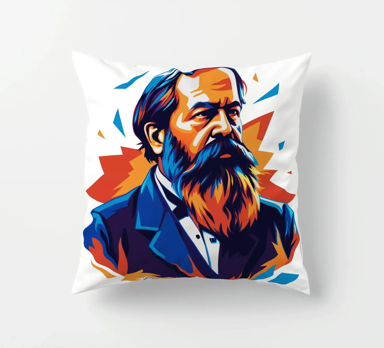 Friedrich Engels in WPAP POP ART cuscino da vectorartnesia