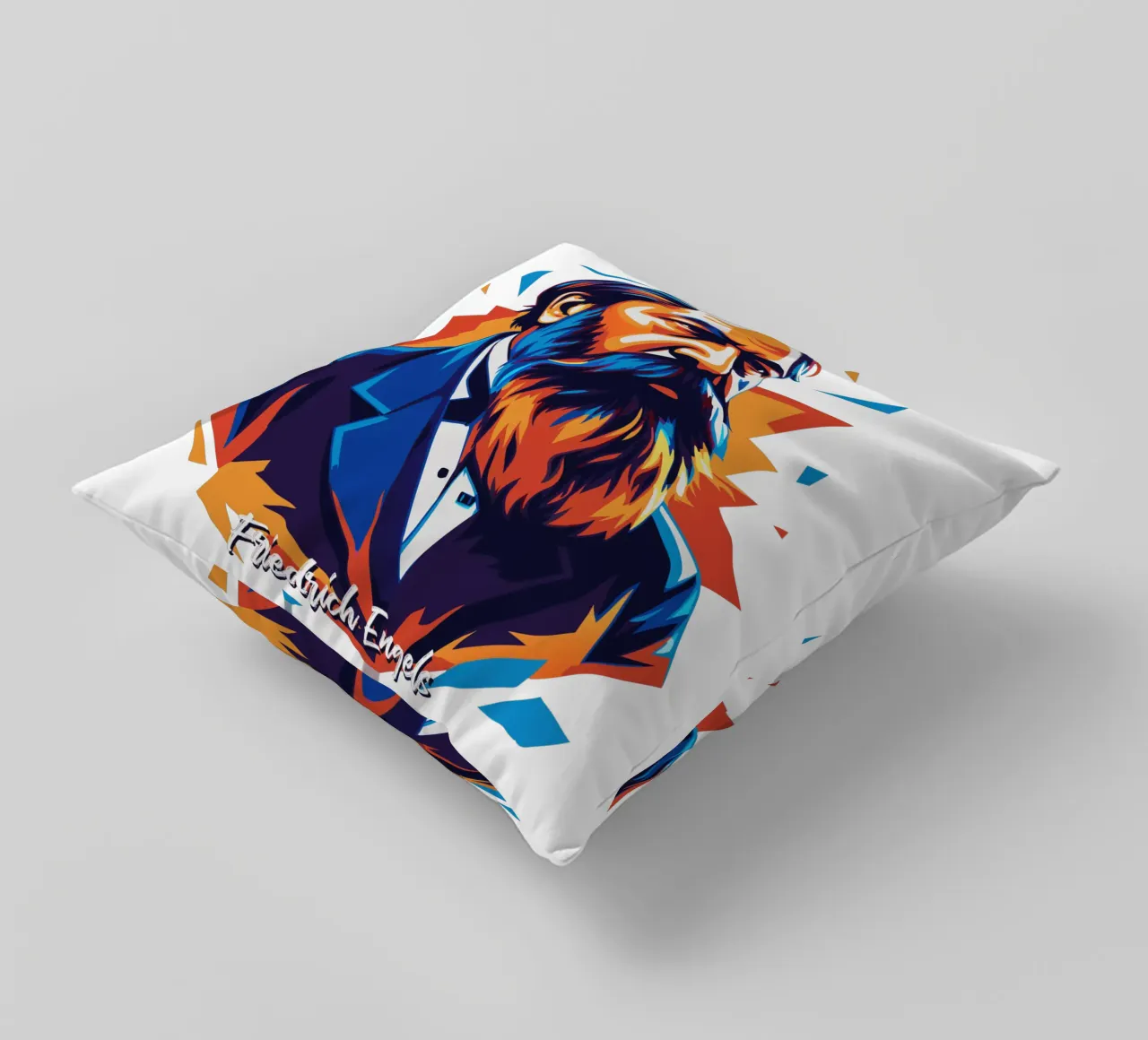 Friedrich Engels in WPAP POP ART cuscino da vectorartnesia