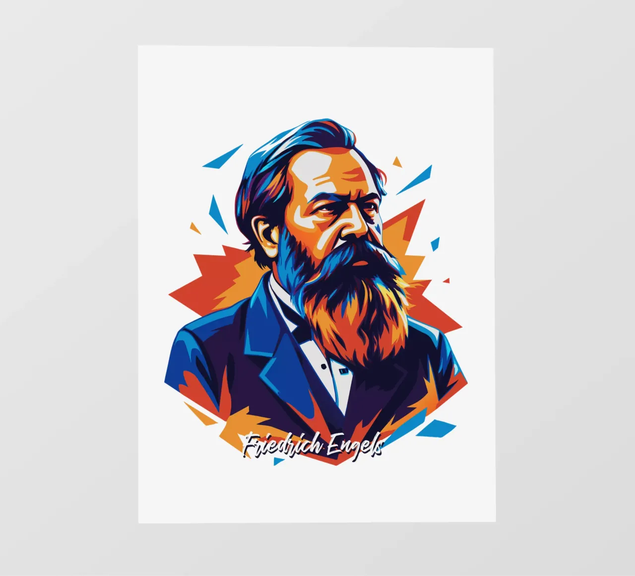 Friedrich Engels in WPAP POP ART pellicola backlit da vectorartnesia