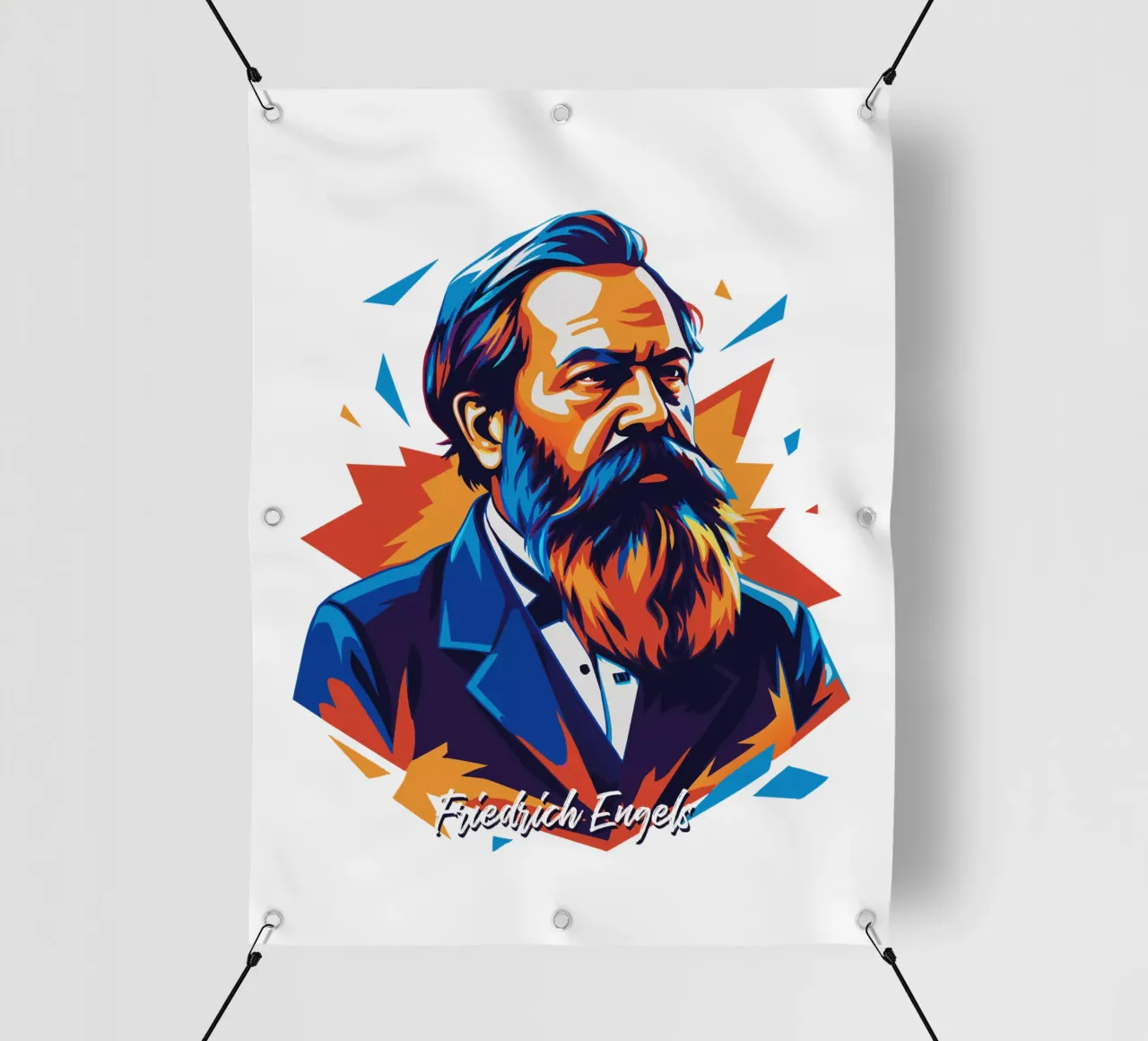 Friedrich Engels in WPAP POP ART telo in pvc da vectorartnesia