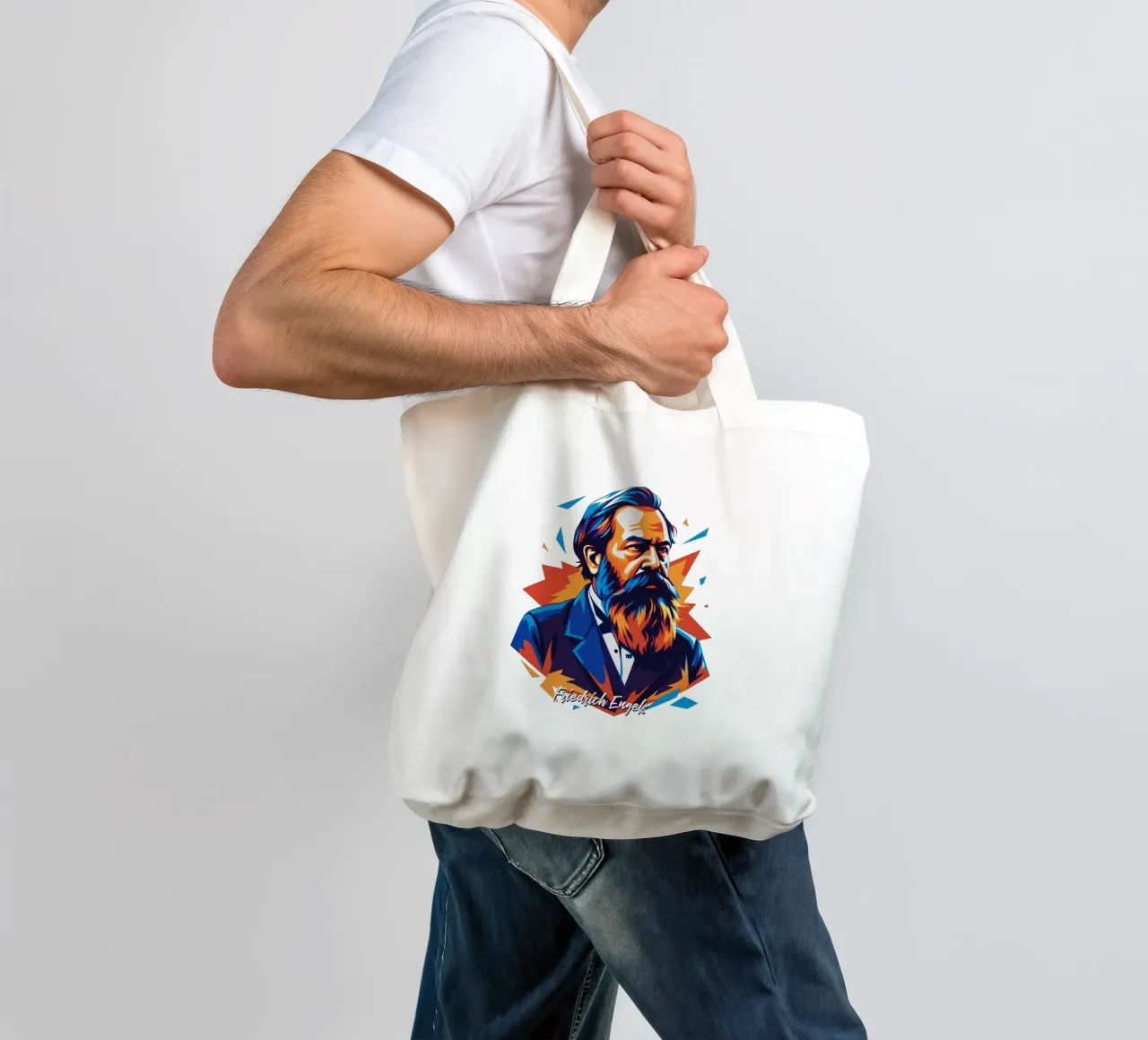 Friedrich Engels in WPAP POP ART borsa in juta da vectorartnesia