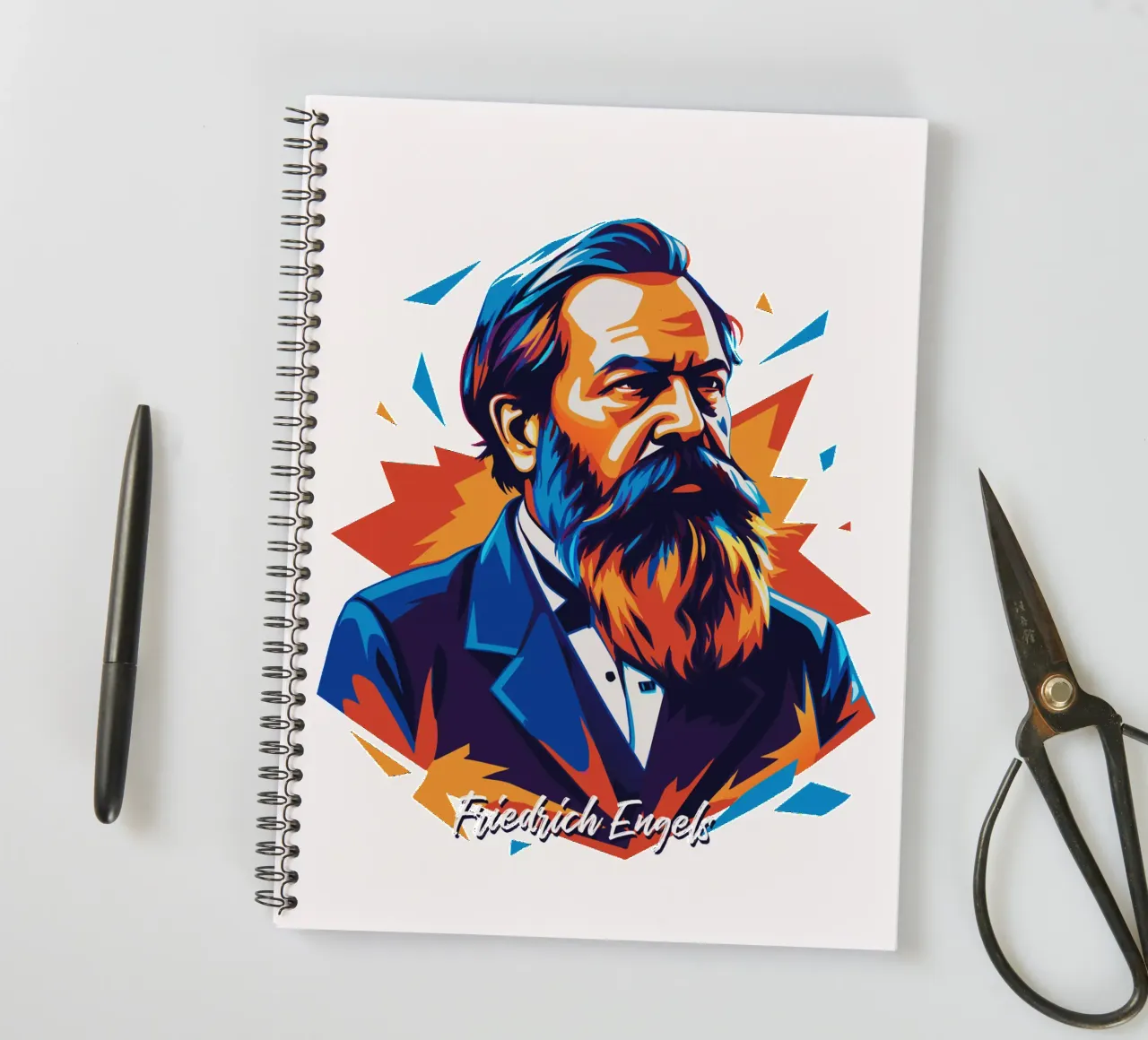 Friedrich Engels in WPAP POP ART spiral notebook by vectorartnesia