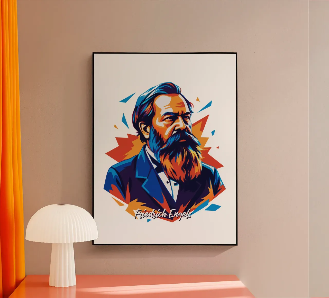Friedrich Engels in WPAP POP ART plexiglass da vectorartnesia