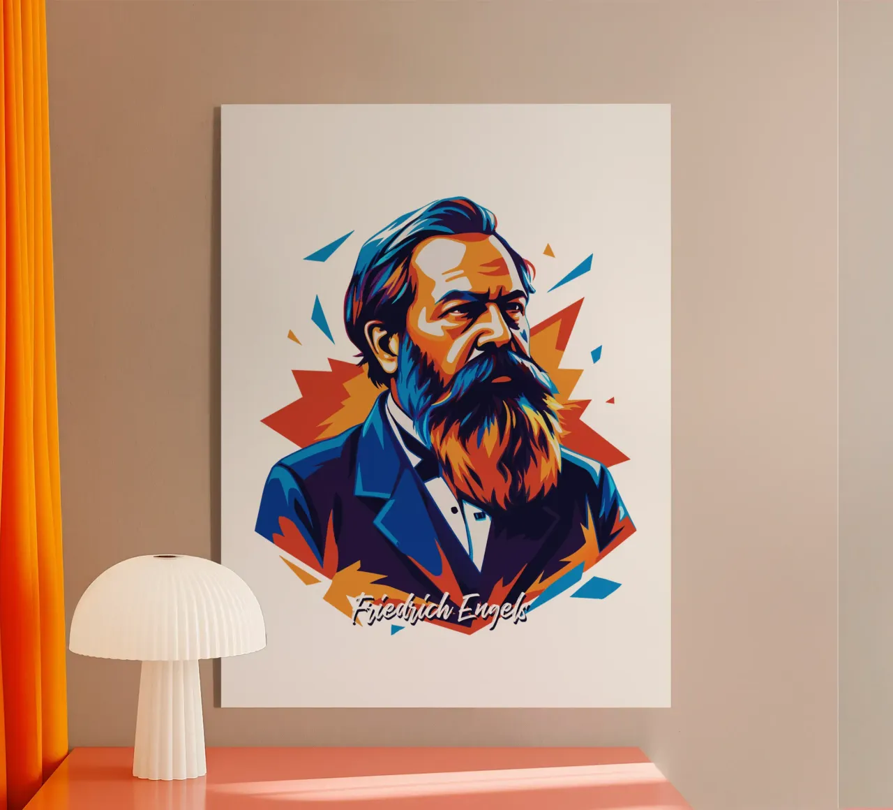 Friedrich Engels in WPAP POP ART plexiglass da vectorartnesia