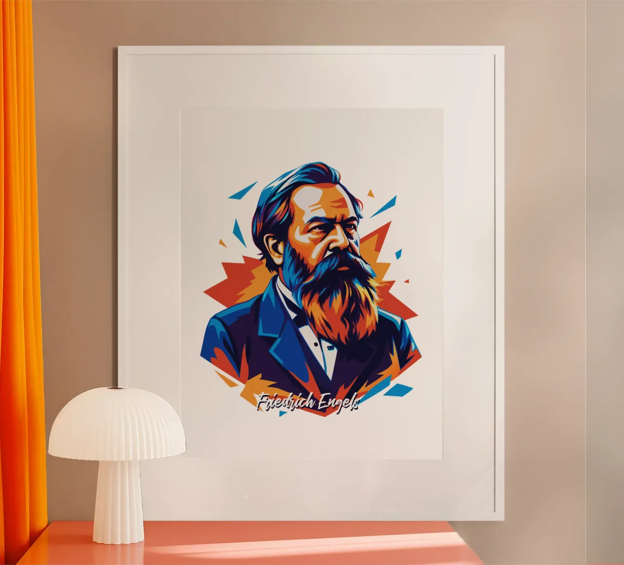 Friedrich Engels in WPAP POP ART poster con telaio in alluminio da vectorartnesia