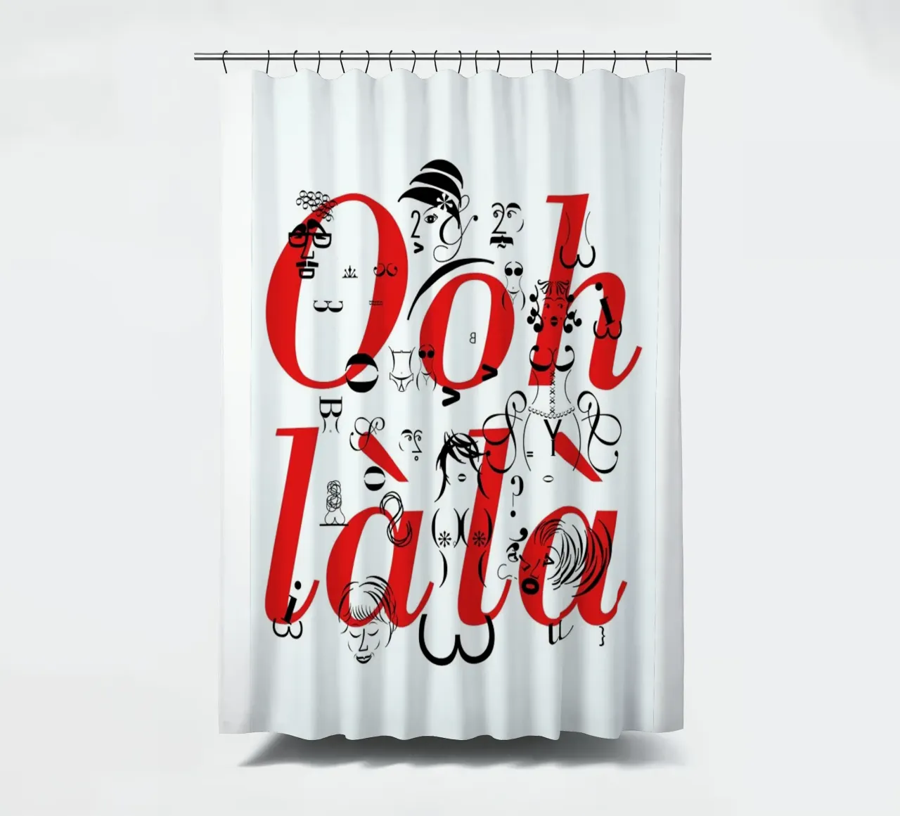 Ooh Là Là shower curtain by Catherine Aguilar