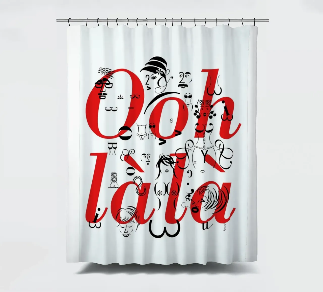 Ooh Là Là shower curtain by Catherine Aguilar