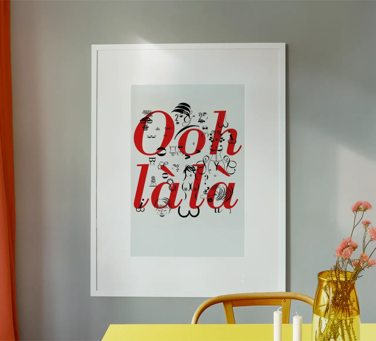 Ooh Là Là poster con telaio in legno da Catherine Aguilar