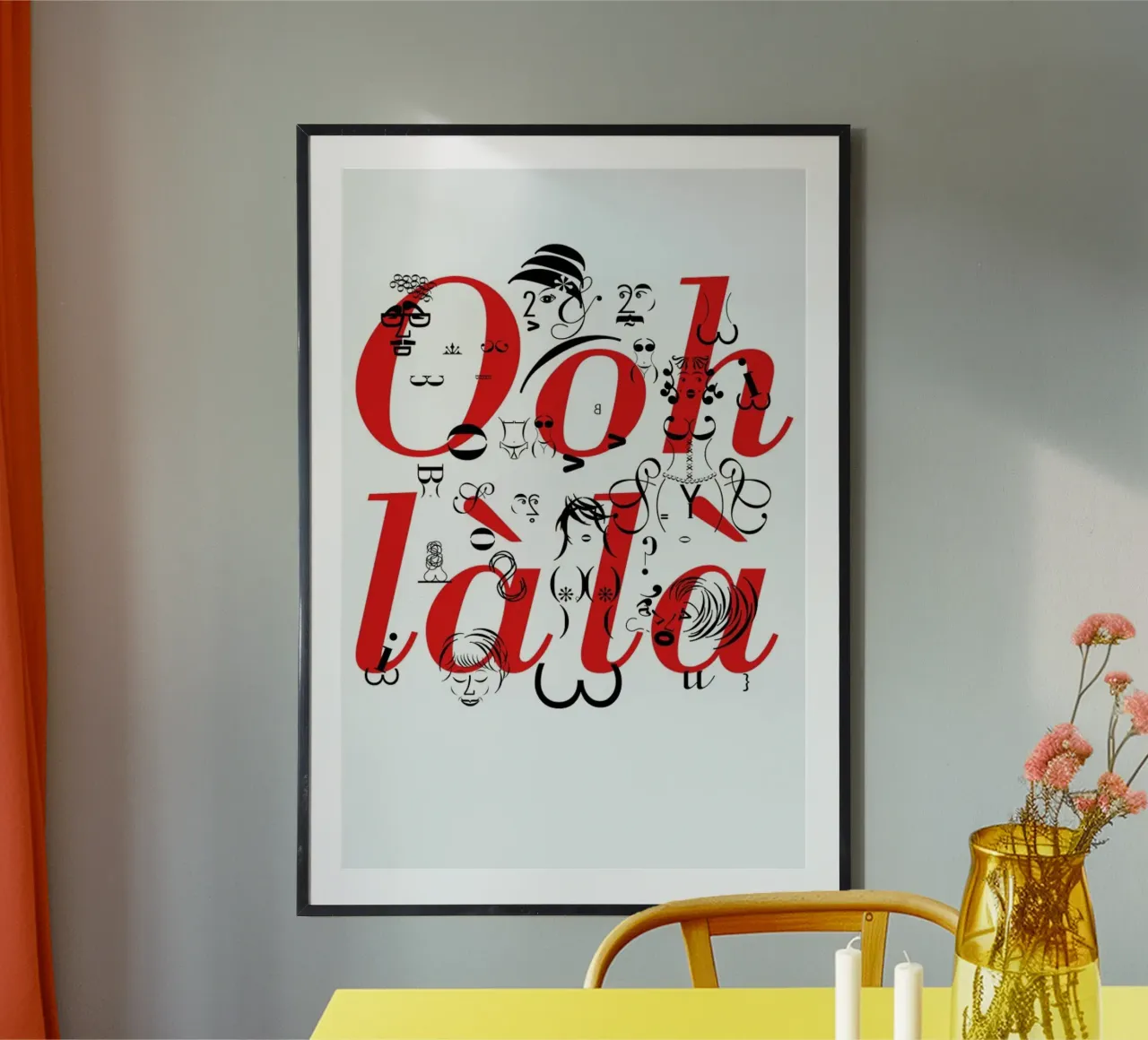 Ooh Là Là poster con telaio in legno da Catherine Aguilar