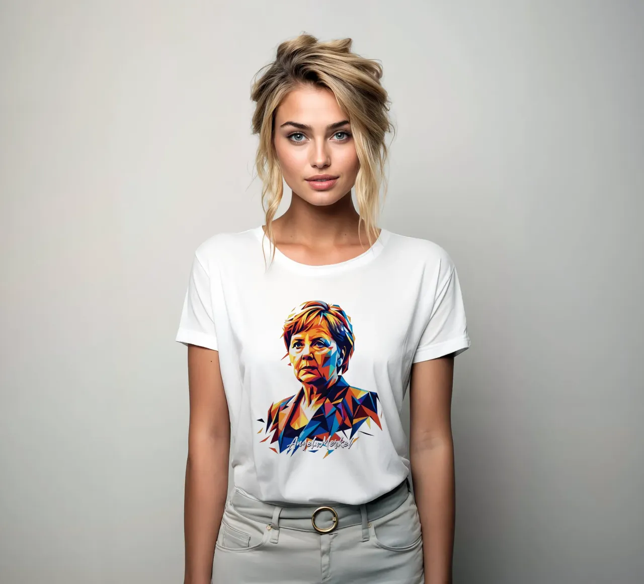Angela Merkel WPAP Pop ARt camiseta de mujer de vectorartnesia