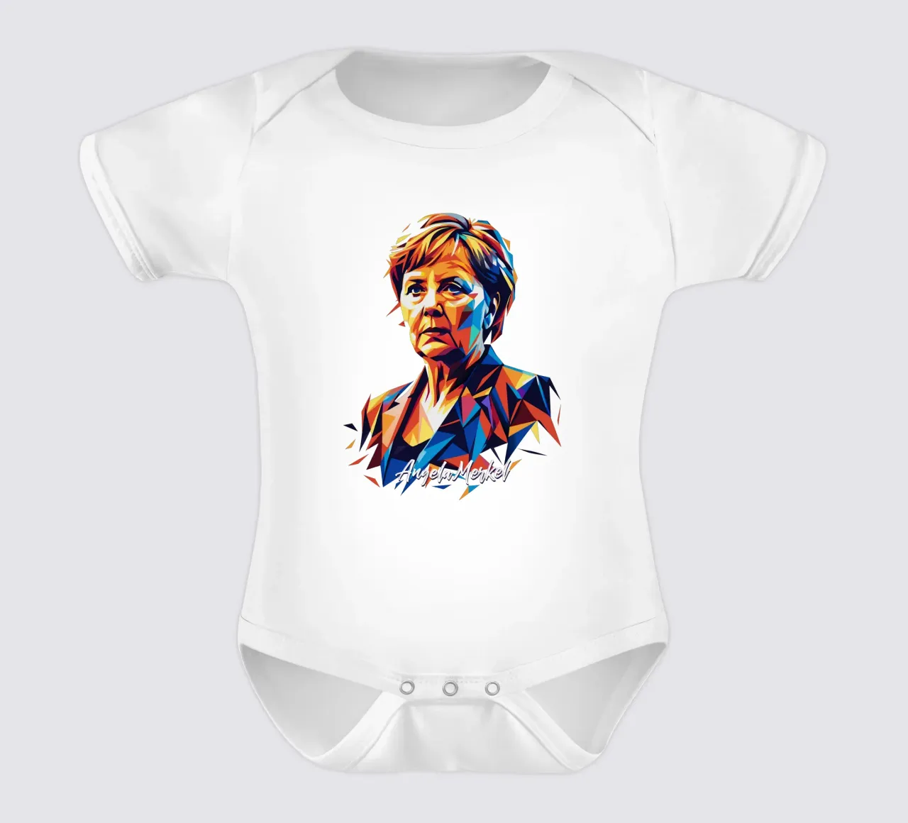 Angela Merkel WPAP Pop ARt body neonato maniche corte da vectorartnesia