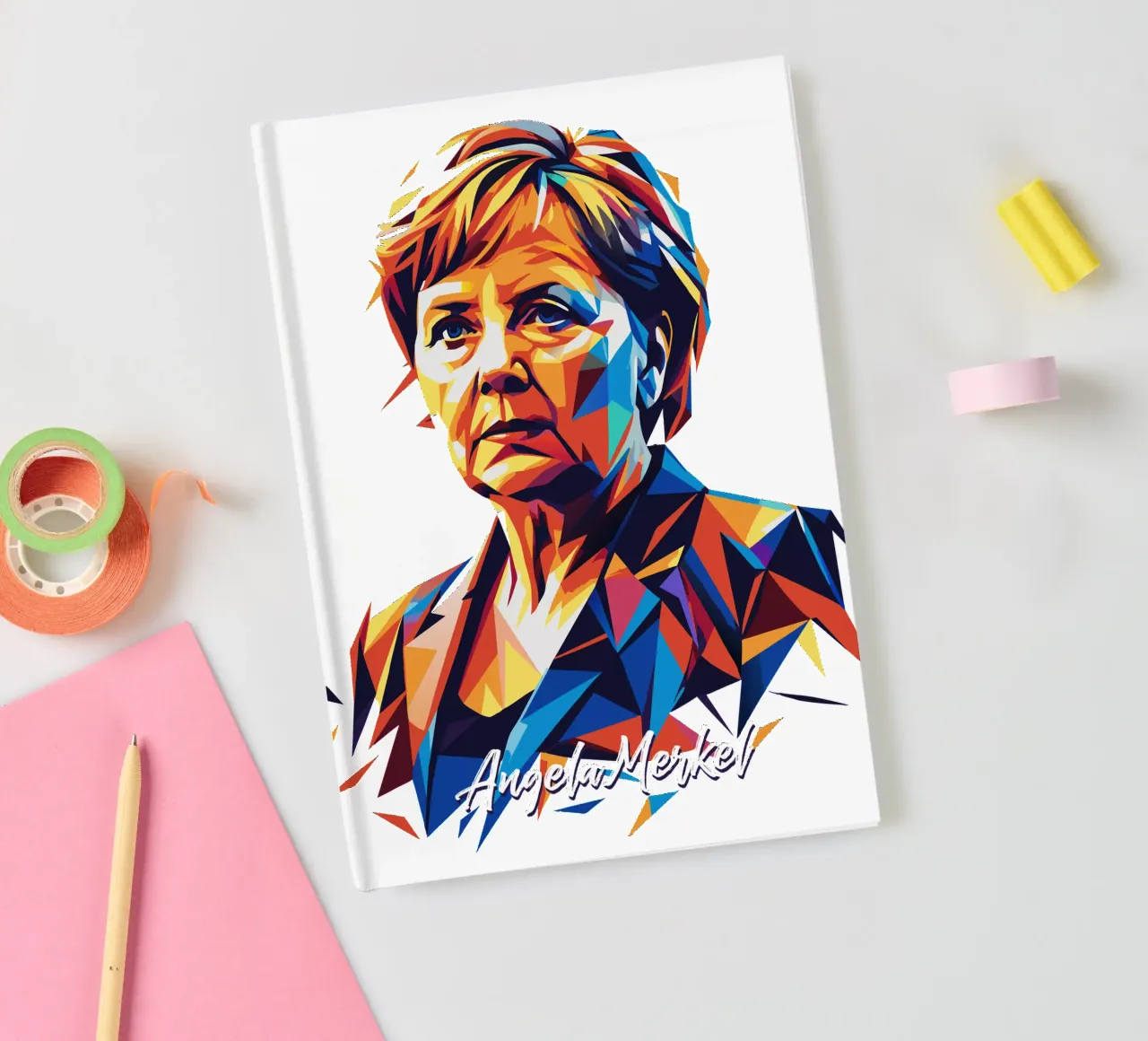 Angela Merkel WPAP Pop ARt notebook by vectorartnesia