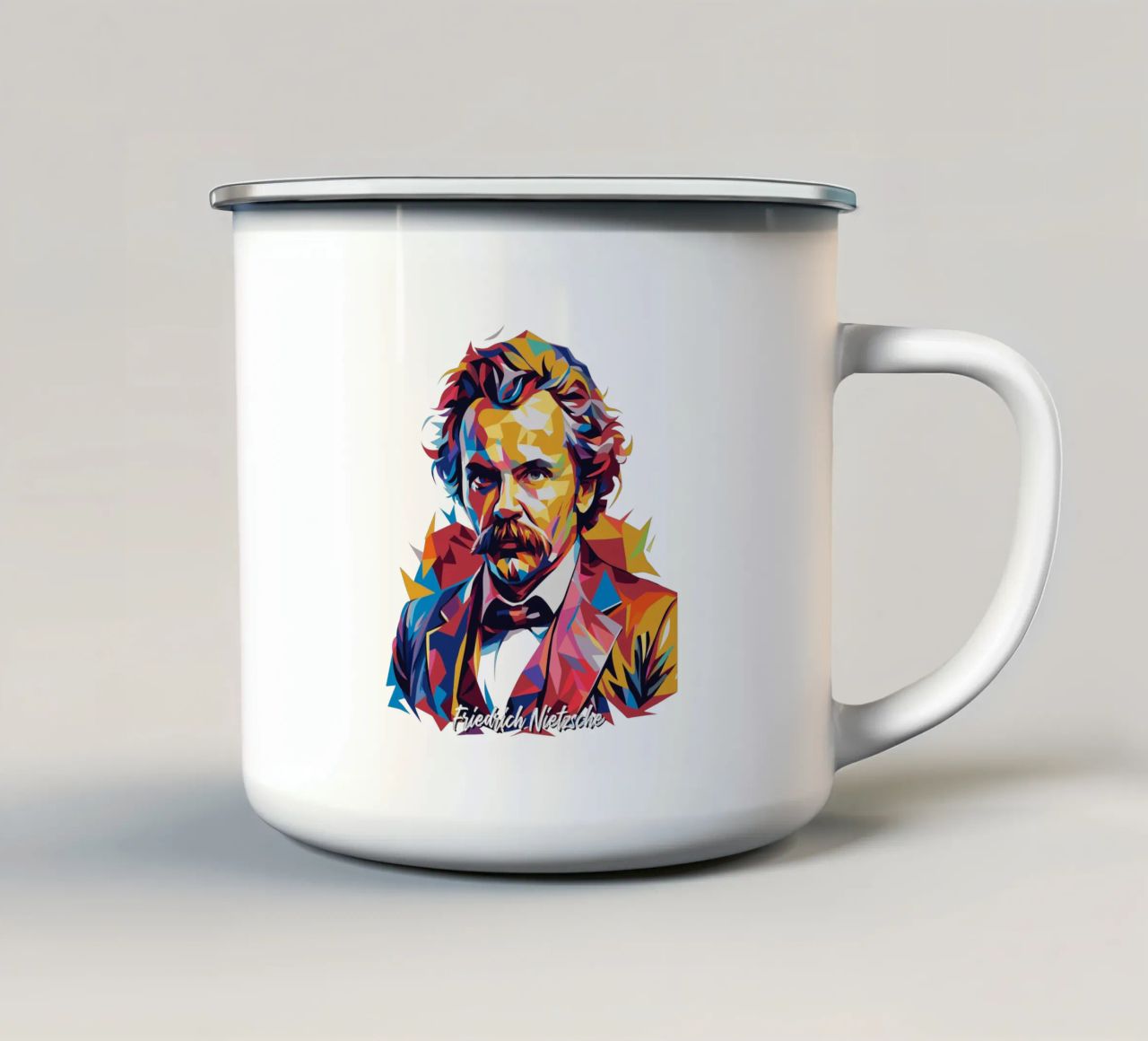 Friedrich Nietzsche WPAP Pop Art tazza in smalto da vectorartnesia