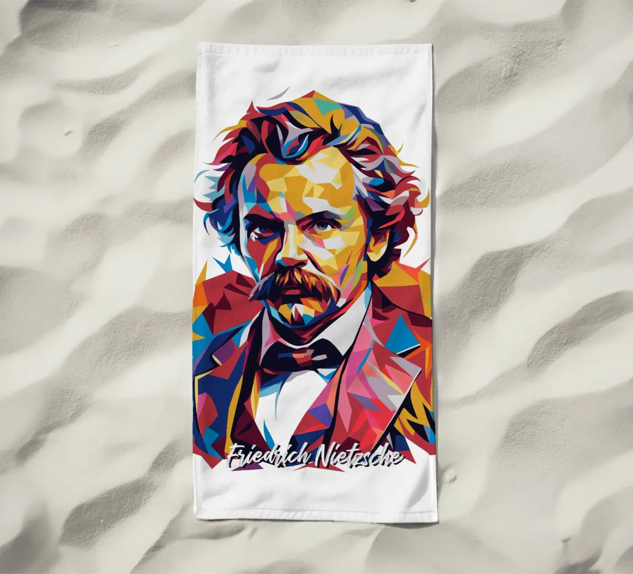 Friedrich Nietzsche WPAP Pop Art telo mare da vectorartnesia