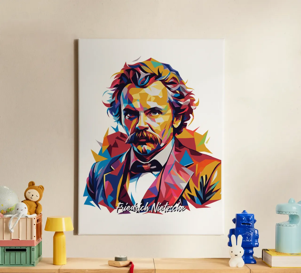 Friedrich Nietzsche WPAP Pop Art canvas by vectorartnesia