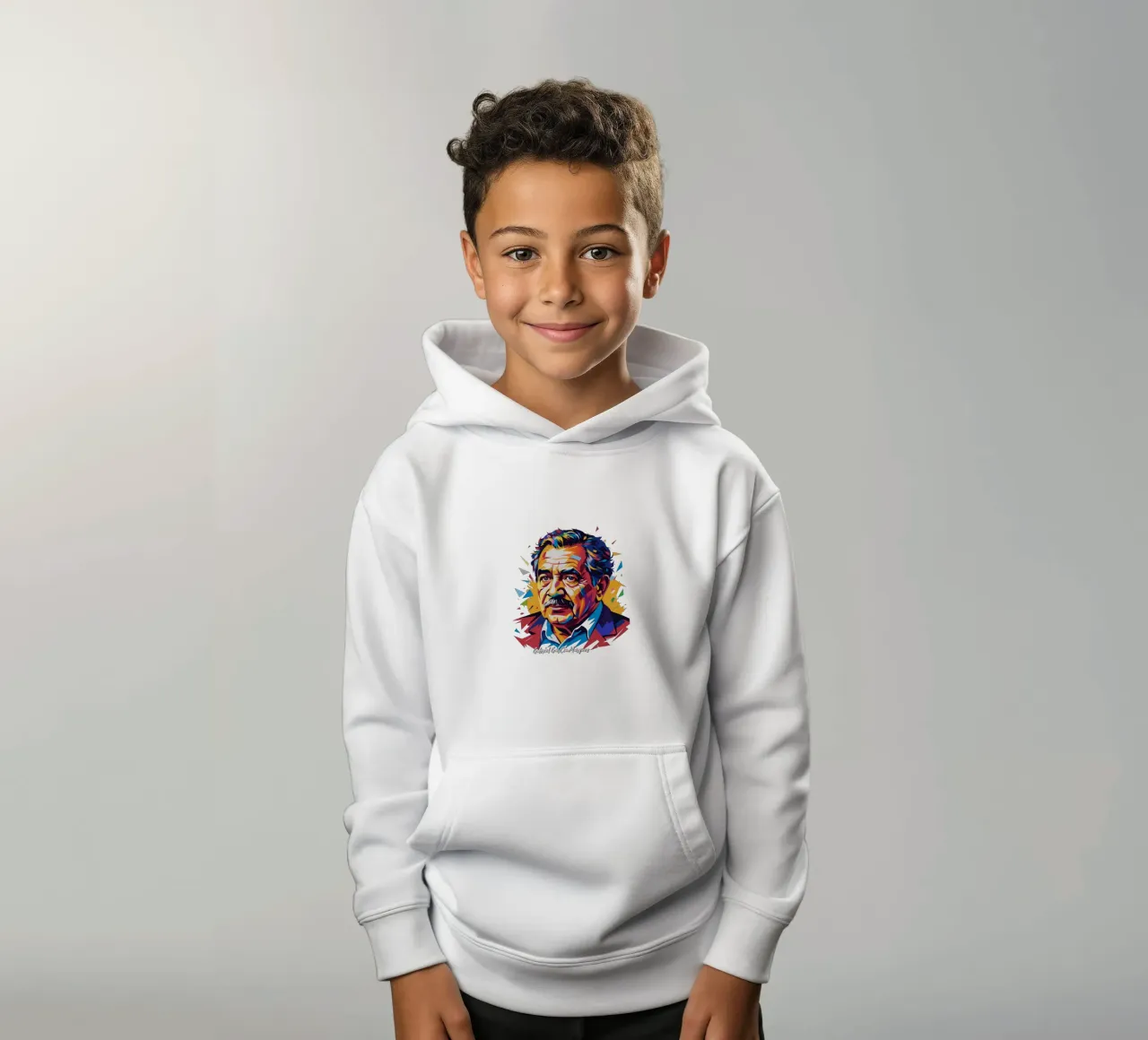 Gabriel García Márquez in WPAP Pop Art felpa bambino con cappuccio da vectorartnesia