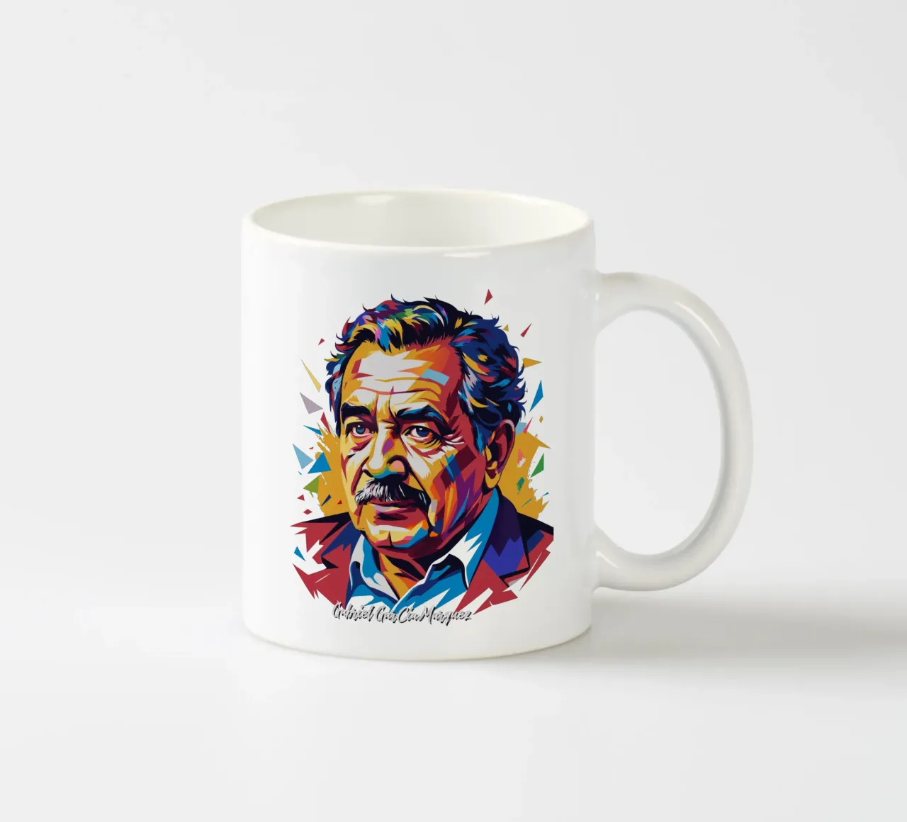 Gabriel García Márquez in WPAP Pop Art tazza in ceramica da vectorartnesia