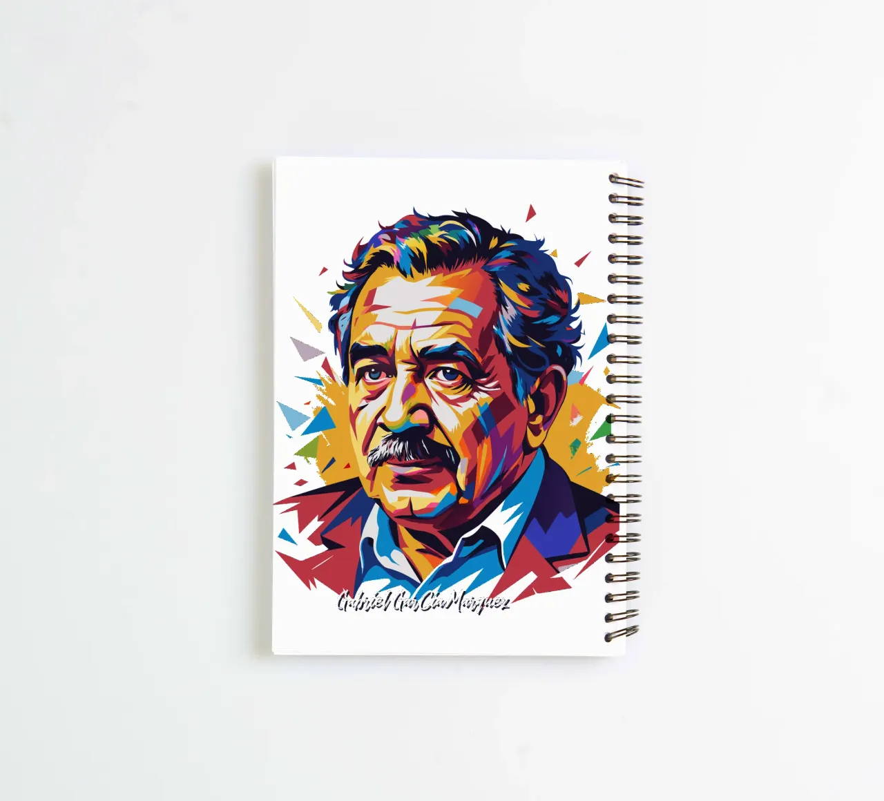 Gabriel García Márquez in WPAP Pop Art spiral notebook by vectorartnesia
