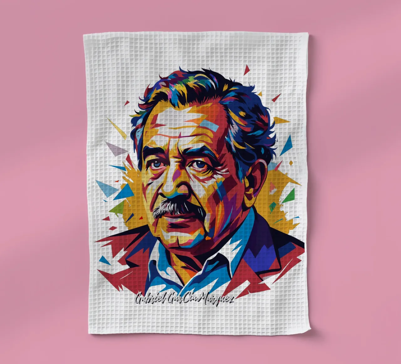 Gabriel García Márquez in WPAP Pop Art canovaccio da cucina da vectorartnesia