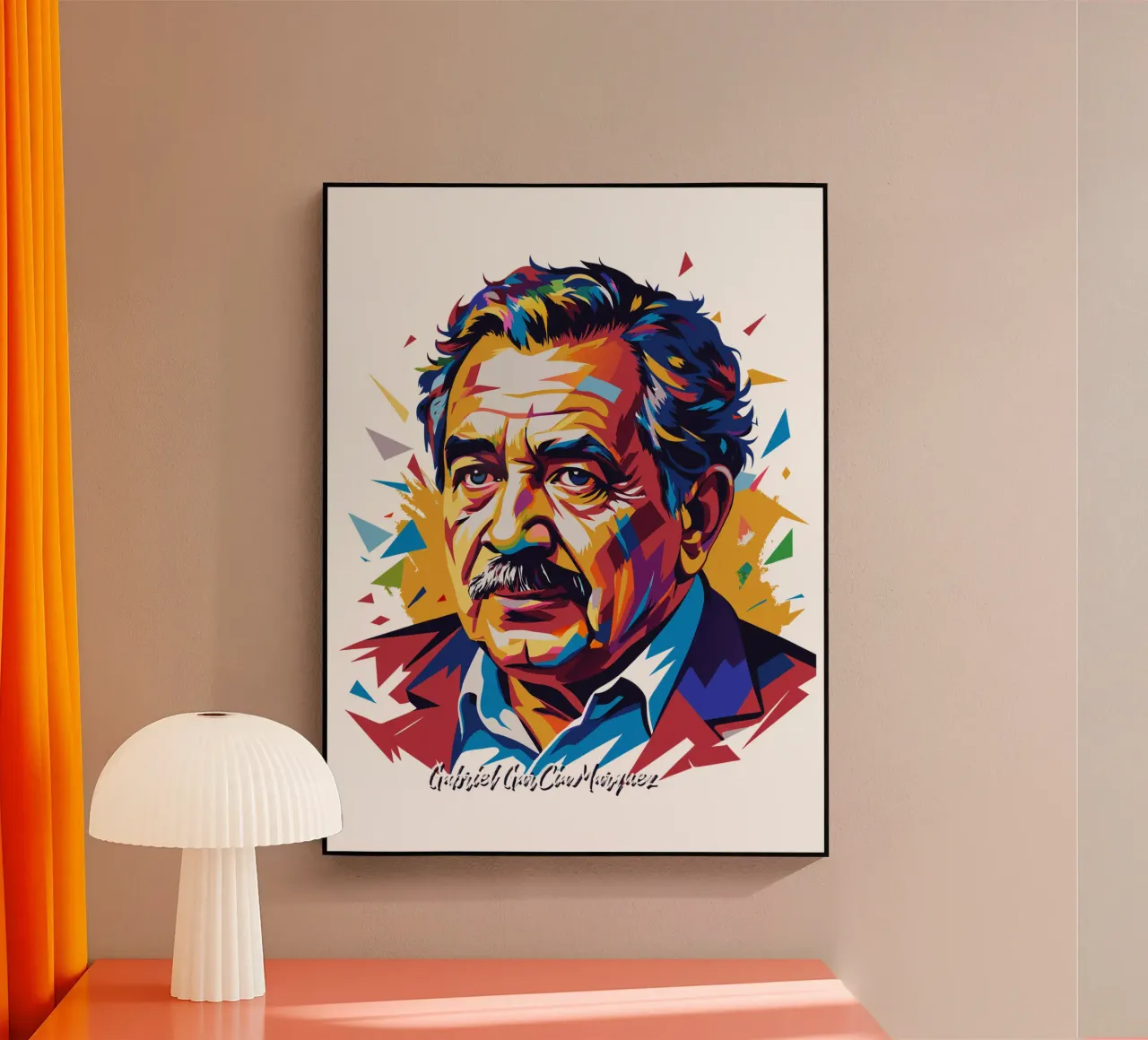 Gabriel García Márquez in WPAP Pop Art plexiglass da vectorartnesia