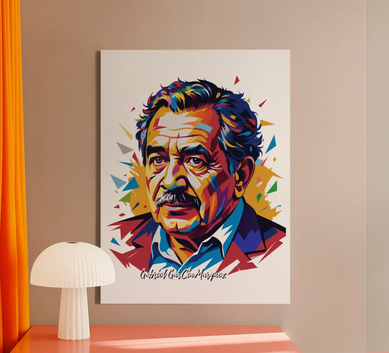 Gabriel García Márquez in WPAP Pop Art canvas by vectorartnesia