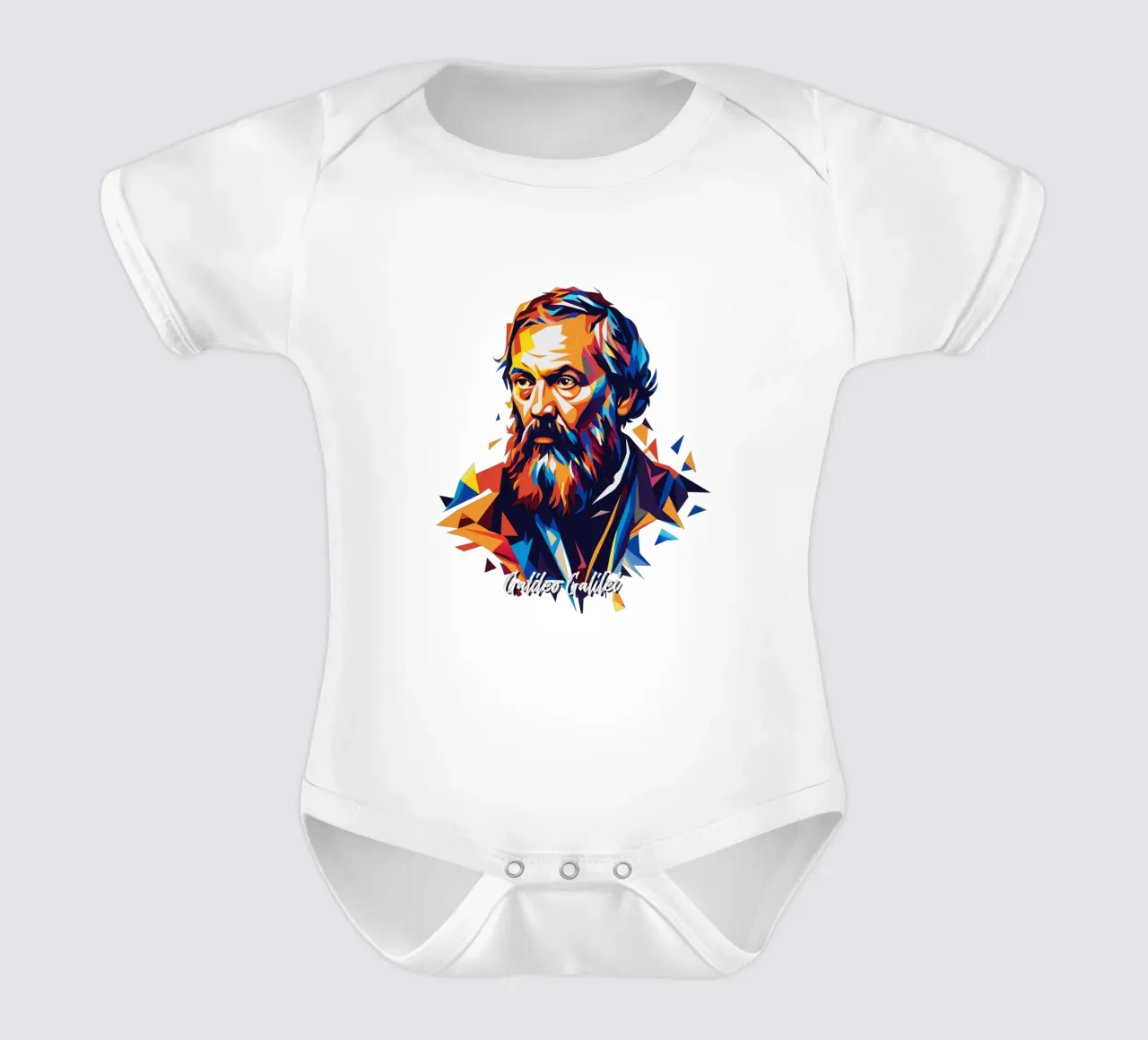 Galileo Galilei in WPAP Pop ARt short-sleeve baby romper by vectorartnesia