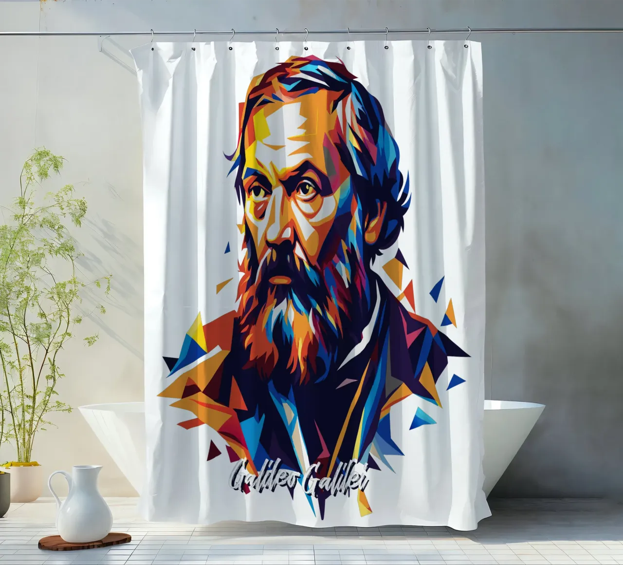 Galileo Galilei in WPAP Pop ARt shower curtain by vectorartnesia
