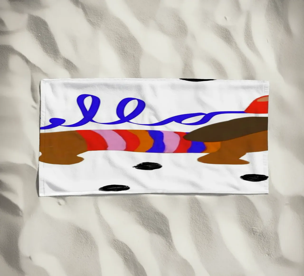 Hello Dackel telo mare da Hej Ibiza by Ute Arnold