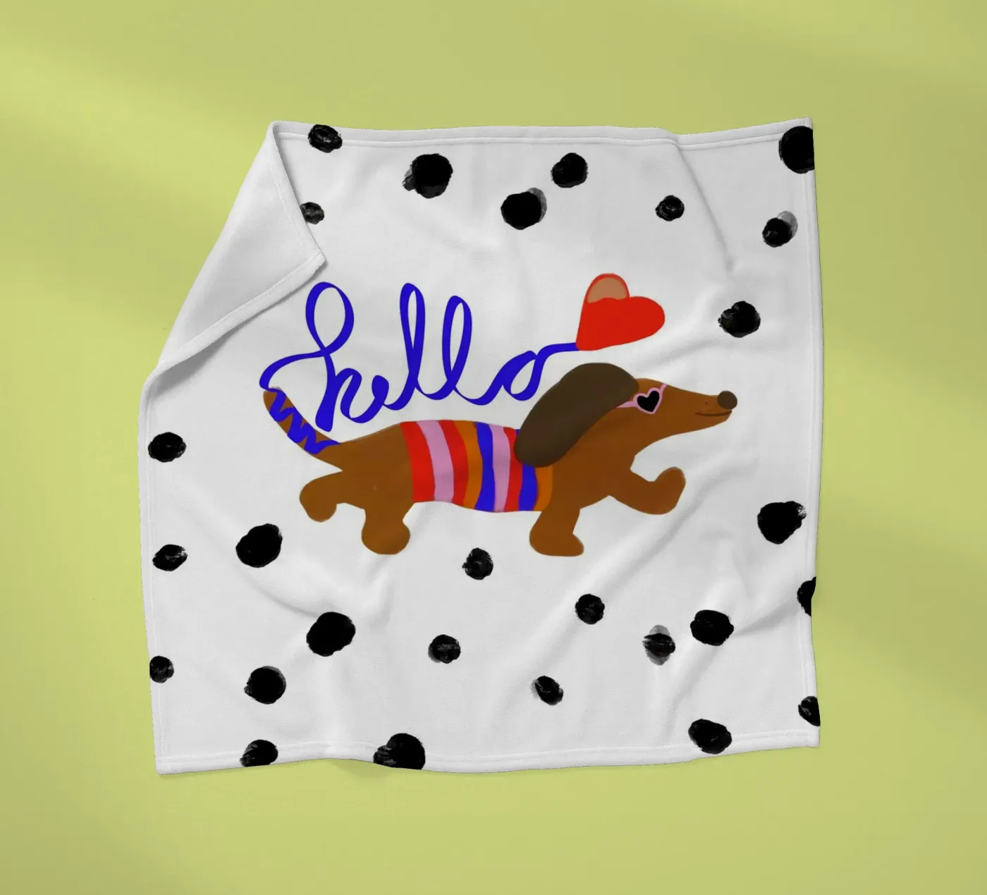 Hello Dackel Fleecedecke von Hej Ibiza by Ute Arnold