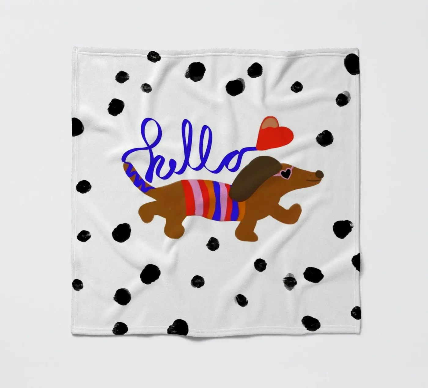 Hello Dackel Fleecedecke von Hej Ibiza by Ute Arnold