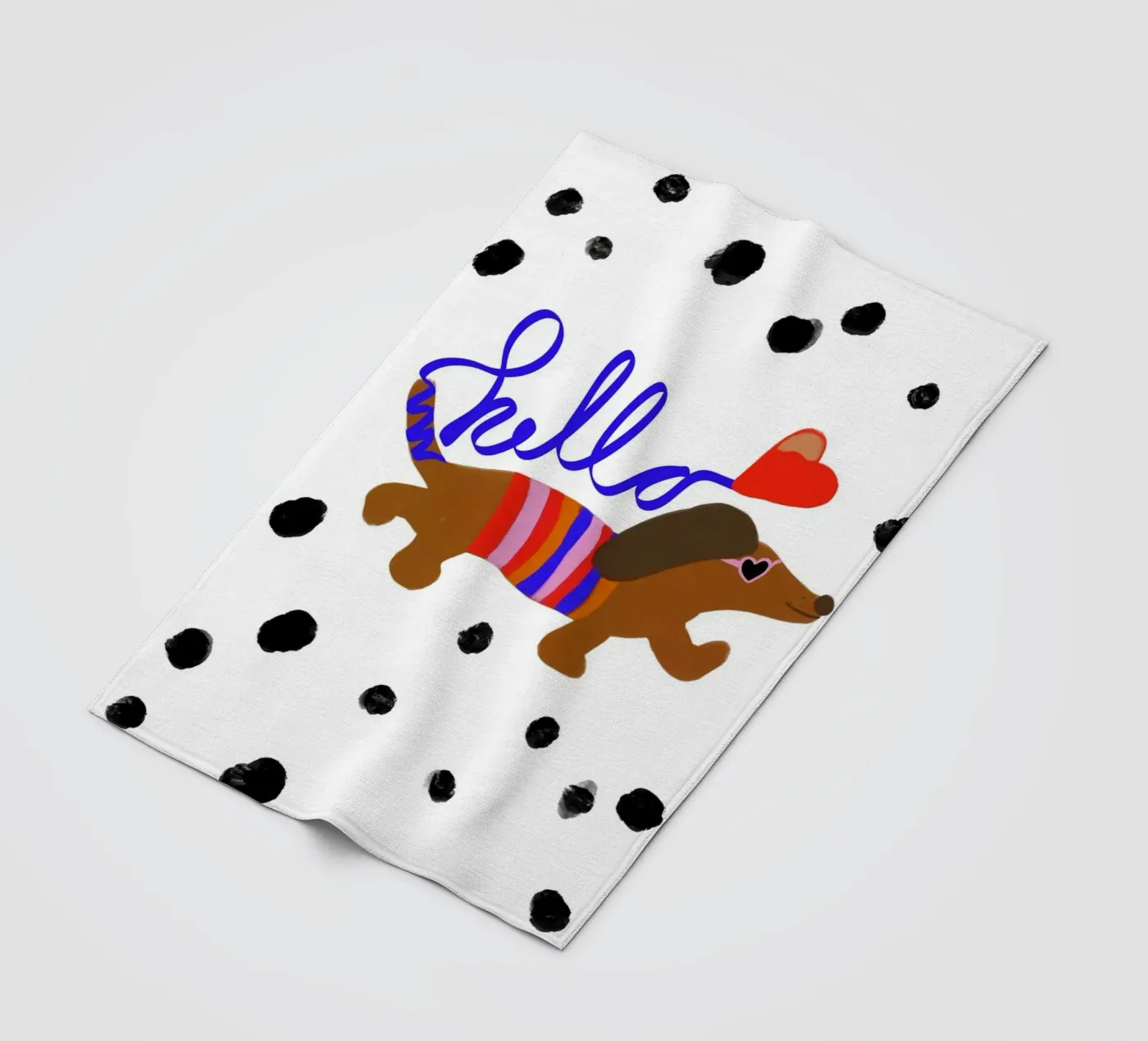 Hello Dackel Fleecedecke von Hej Ibiza by Ute Arnold