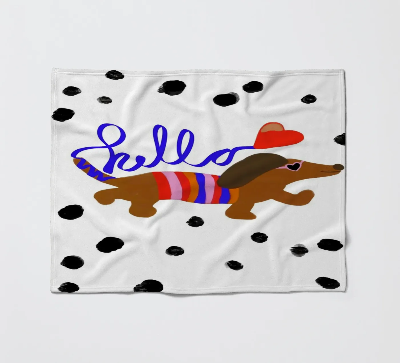 Hello Dackel Fleecedecke von Hej Ibiza by Ute Arnold