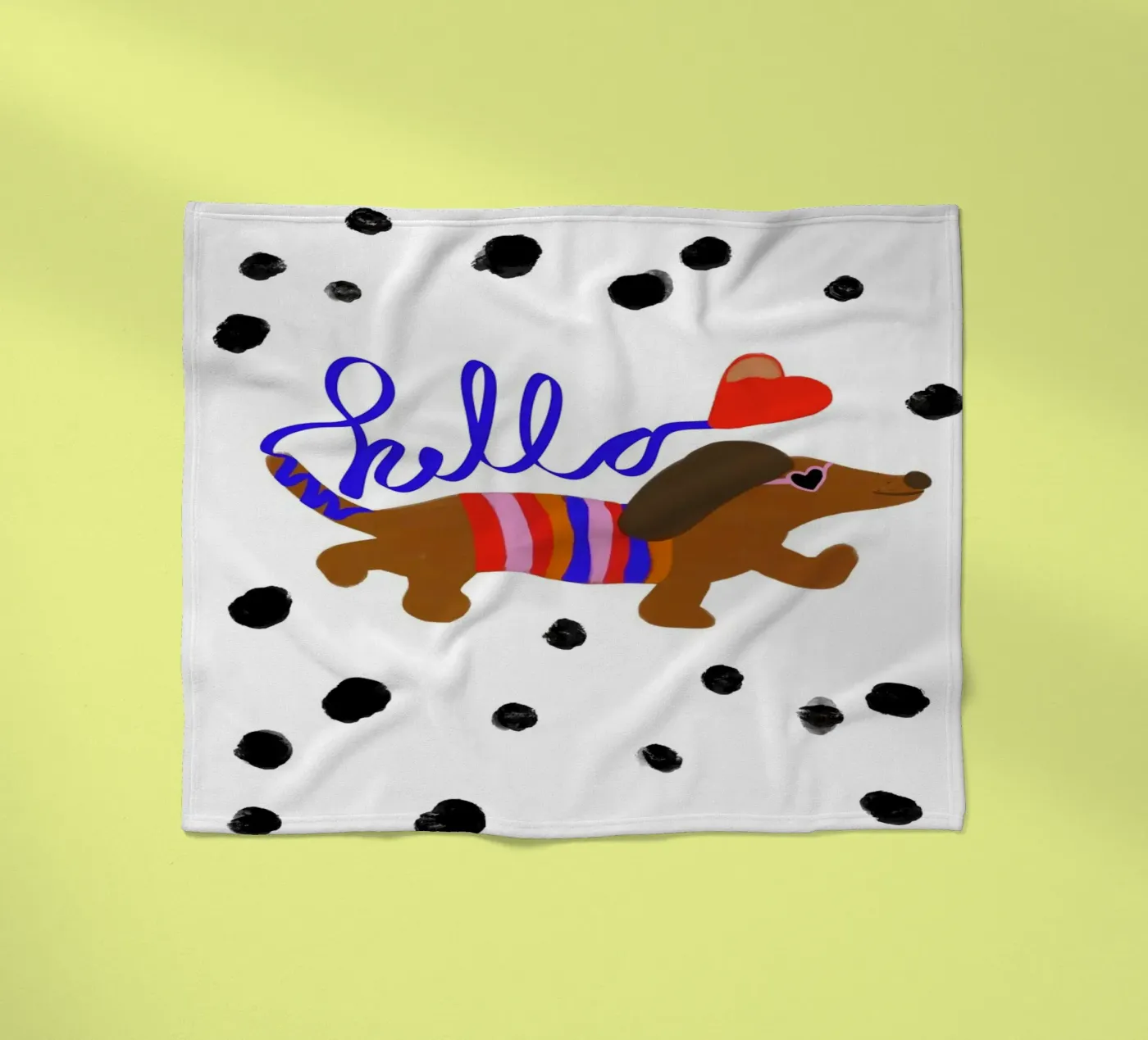 Hello Dackel Fleecedecke von Hej Ibiza by Ute Arnold