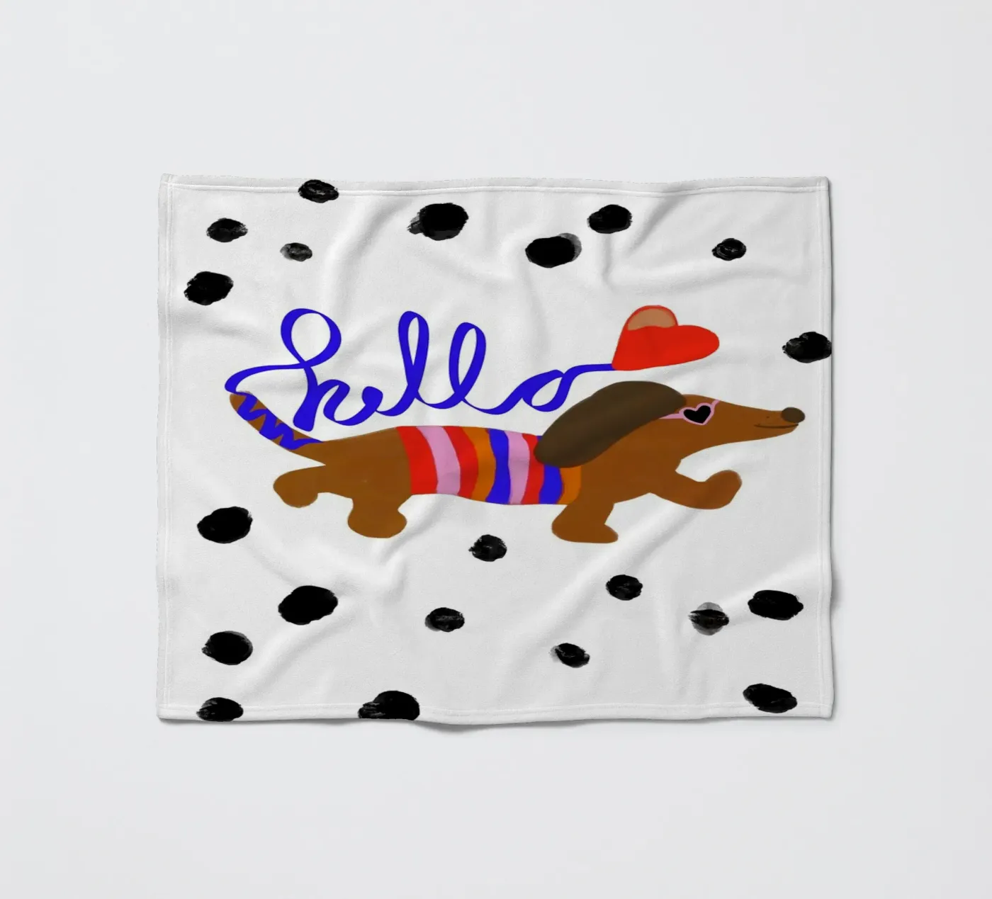 Hello Dackel Fleecedecke von Hej Ibiza by Ute Arnold