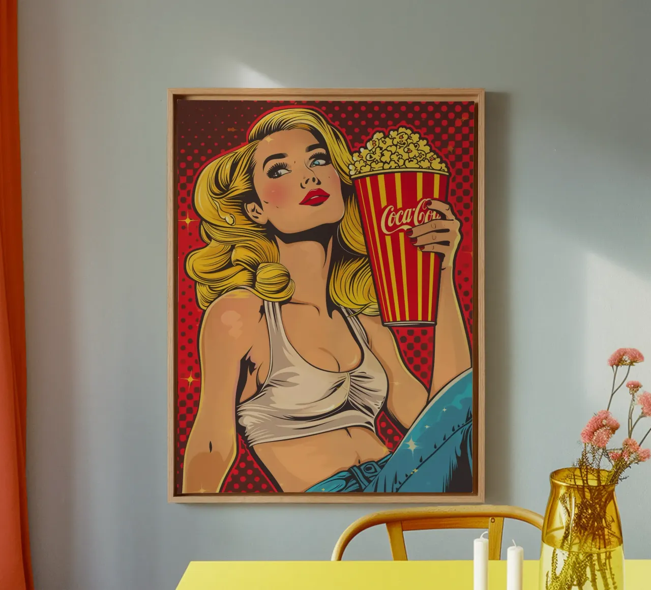 Kino Pop Corn Strip Pop Art canvas met Baklijst van Autofocus