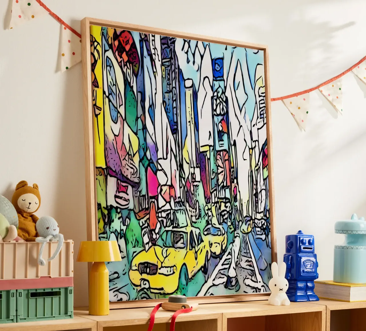 Big Apple, Motiv 4 canvas met Baklijst van ZAMART - PopArt
