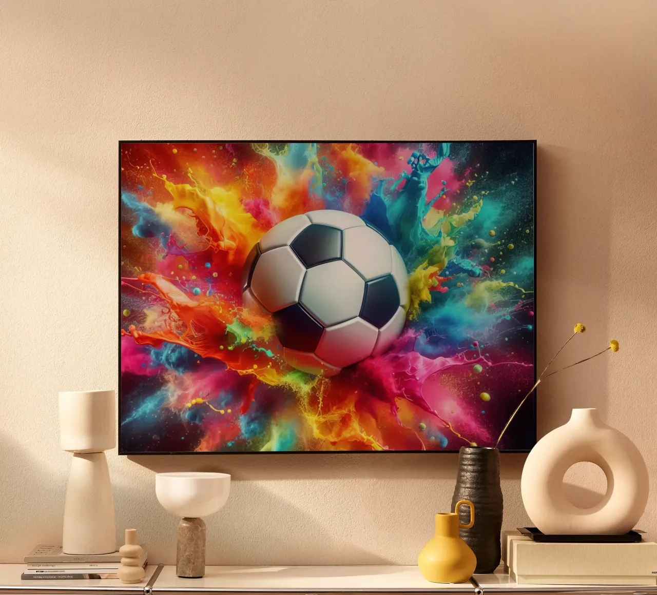 Pallone da calcio acquerellato plexiglass da SportBrush Studio