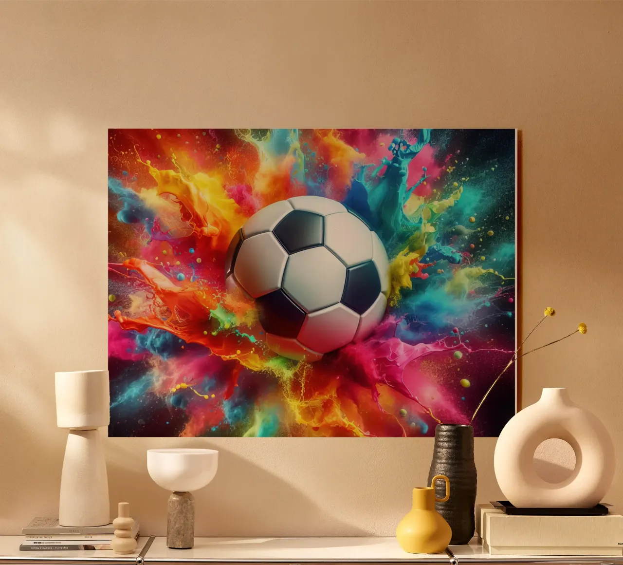 Pallone da calcio acquerellato plexiglass da SportBrush Studio